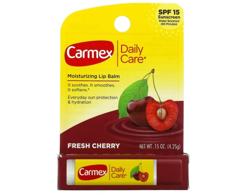 Carmex, Daily Care, зволожуючий бальзам для губ, свіжа вишня, SPF 15, 4,25 г (0,15 унції) Carmex, Daily Care, зволожуючий бальзам для губ, свіжа вишня, SPF 15, 4,25 г (0,15 унції)
