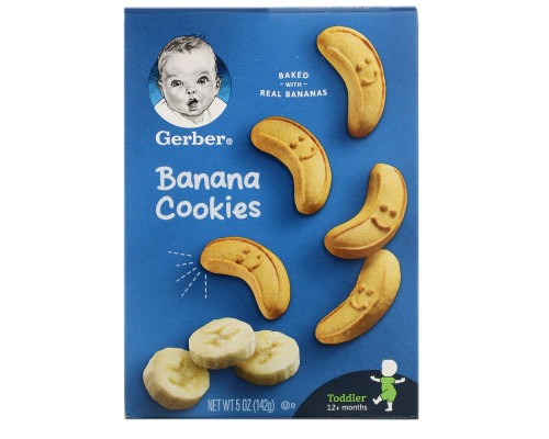 Бананове печиво, 12+ місяців, Banana Cookies, 12+ Months, Gerber, 142 г Бананове печиво, 12+ місяців, Banana Cookies, 12+ Months, Gerber, 142 г