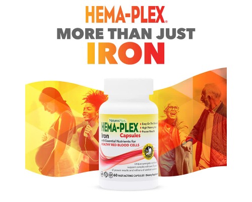 NaturesPlus, Hema-Plex, комплекс із залізом, 60 капсул швидкої дії NaturesPlus, Hema-Plex, комплекс із залізом, 60 капсул швидкої дії