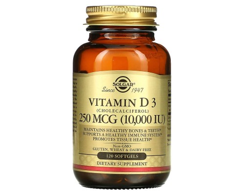 Натуральний вітамін Д3 Solgar (Vitamin D3) 250 мкг 10000 МО 120 гелевих капсул Натуральний вітамін Д3 Solgar (Vitamin D3) 250 мкг 10000 МО 120 гелевих капсул