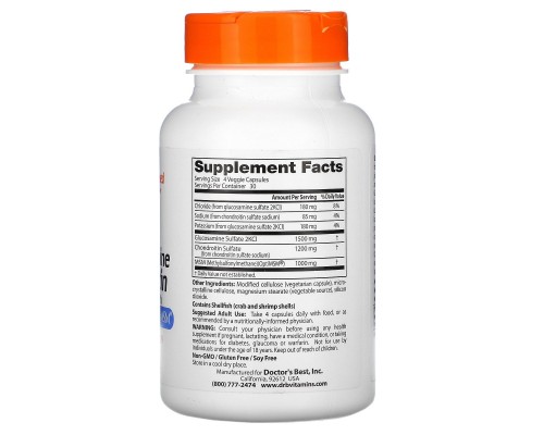 Глюкозамін хондроїтин з OptiMSM Doctor's Best (Glucosamine Chondroitin MSM) 120 капсул Глюкозамін хондроїтин з OptiMSM Doctor's Best (Glucosamine Chondroitin MSM) 120 капсул