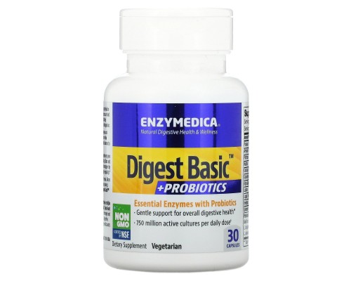 Ферменти та пробіотики, Digest Basic + Probiotics, Enzymedica, 30 капсул Ферменти та пробіотики, Digest Basic + Probiotics, Enzymedica, 30 капсул