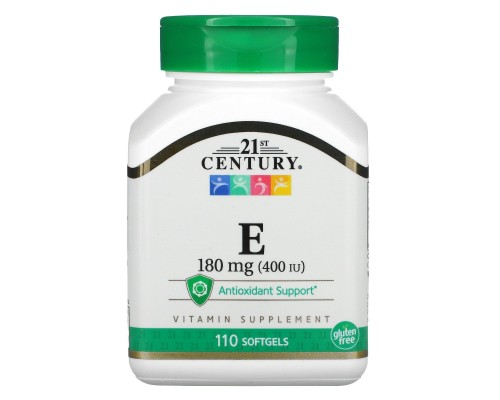 Вітамін E 21st Century (Vitamin E) 180 мг 400 МО 110 м'яких таблеток Вітамін E 21st Century (Vitamin E) 180 мг 400 МО 110 м'яких таблеток