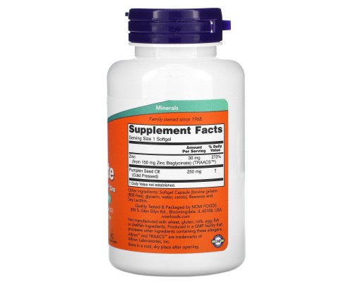 Гліцинат цинку Now Foods (Zinc Glycinate) 30 мг 120 гелевих капсул Гліцинат цинку Now Foods (Zinc Glycinate) 30 мг 120 гелевих капсул