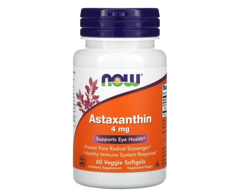 Астаксантин Now Foods (Astaxanthin) 4 мг 60 вегетаріанських капсул Астаксантин Now Foods (Astaxanthin) 4 мг 60 вегетаріанських капсул