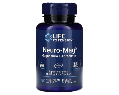 Life Extension, Neuro-Mag, магній L-треонат, 90 вегетаріанських капсул Life Extension, Neuro-Mag, магній L-треонат, 90 вегетаріанських капсул