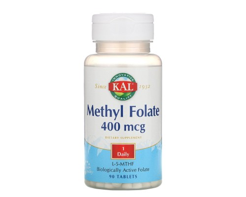 Метил фолат, Methyl Folate, KAL, 400 мкг, 90 таблеток Метил фолат, Methyl Folate, KAL, 400 мкг, 90 таблеток