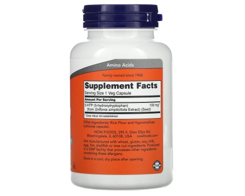 Гідрокситриптофан Now Foods (5-HTP) 100 мг 120 капсул Гідрокситриптофан Now Foods (5-HTP) 100 мг 120 капсул