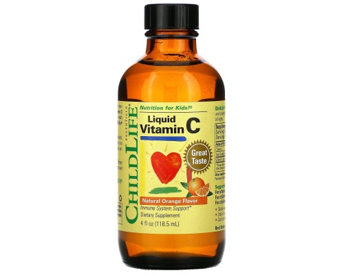 Вітамін C із апельсиновим смаком ChildLife (Liquid Vitamin C Natural Orange) 118,5 мл Вітамін C із апельсиновим смаком ChildLife (Liquid Vitamin C Natural Orange) 118,5 мл
