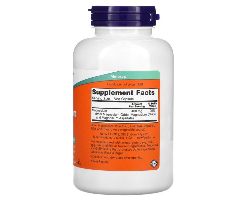 Магній Now Foods (Magnesium) 400 мг 180 капсул Магній Now Foods (Magnesium) 400 мг 180 капсул