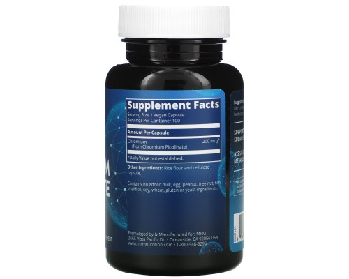 Хром піколінат MRM (Chromium Picolinate) 200 мкг 100 капсул Хром піколінат MRM (Chromium Picolinate) 200 мкг 100 капсул