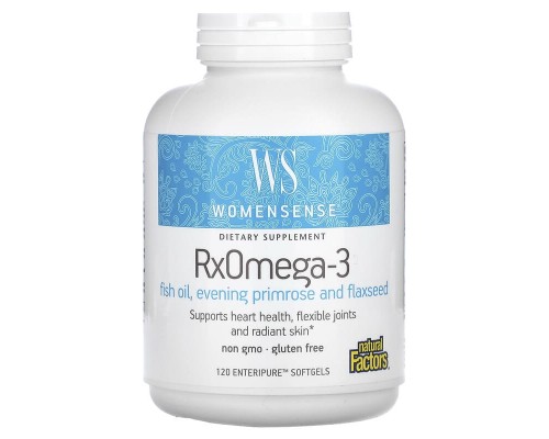 Natural Factors, WomenSense, RxOmega-3, 120 м'яких таблеток Enteripure Natural Factors, WomenSense, RxOmega-3, 120 м'яких таблеток Enteripure