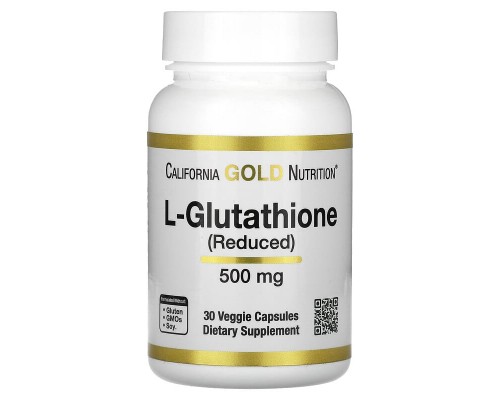 California Gold Nutrition, L-глутатіон (відновлена форма), 500 мг, 30 вегетаріанських капсул California Gold Nutrition, L-глутатіон (відновлена форма), 500 мг, 30 вегетаріанських капсул