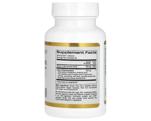 California Gold Nutrition, Total C, комплекс з вітаміном C і Capros, цитрусовими біофлавоноїдами і шипшиною, 500 мг, 60 рослинних капсул California Gold Nutrition, Total C, комплекс з вітаміном C і Capros, цитрусовими біофлавоноїдами і шипшиною, 500 мг, 60 рослинних капсул