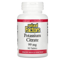 Цитрат калію, Natural Factors, 99 мг, 90 таблеток