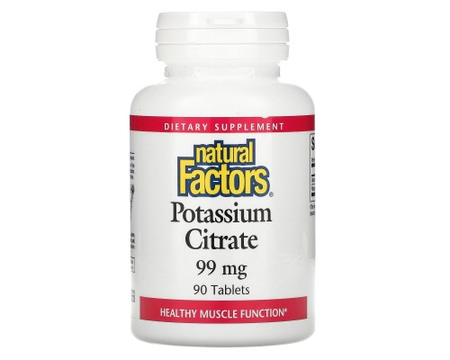 Цитрат калію, Natural Factors, 99 мг, 90 таблеток Цитрат калію, Natural Factors, 99 мг, 90 таблеток