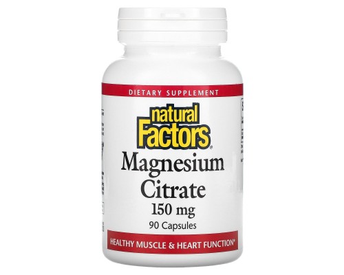 Цитрат магнію, Natural Factors, 150 мг, 90 капсул Цитрат магнію, Natural Factors, 150 мг, 90 капсул