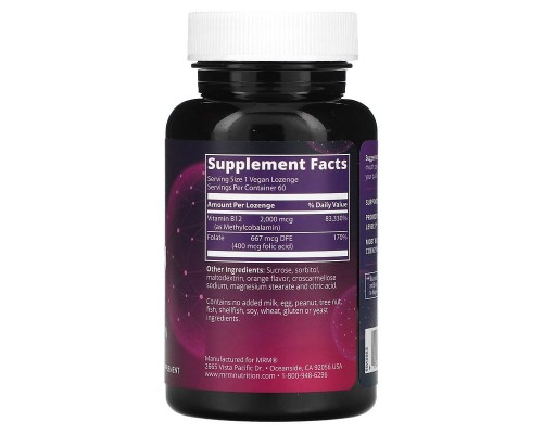 MRM Nutrition, Nutrition, вітамін B12, 60 веганських льодяників MRM Nutrition, Nutrition, вітамін B12, 60 веганських льодяників