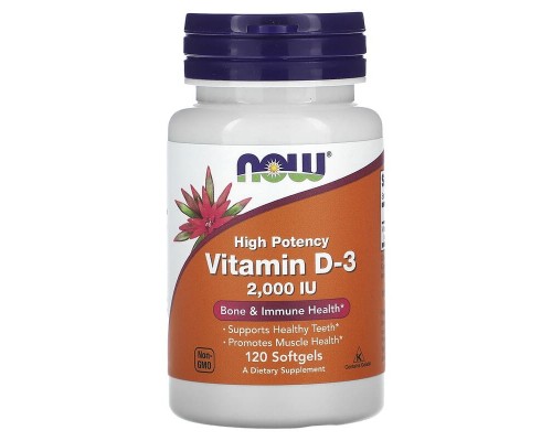Вітамін Д3 Now Foods (Vitamin D-3) 2000 МО 120 м'яких таблеток Вітамін Д3 Now Foods (Vitamin D-3) 2000 МО 120 м'яких таблеток