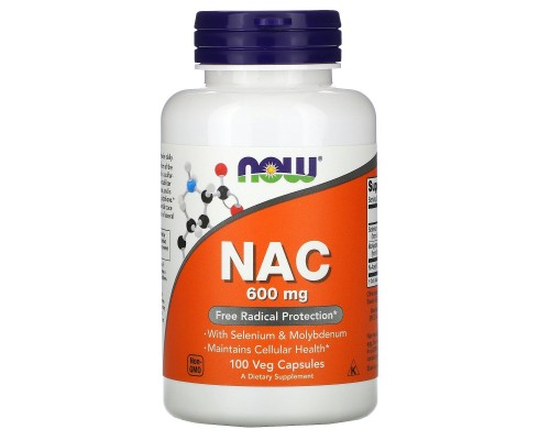 Ацетилцистеїн Now Foods (NAC) 600 мг 100 рослинних капсул Ацетилцистеїн Now Foods (NAC) 600 мг 100 рослинних капсул
