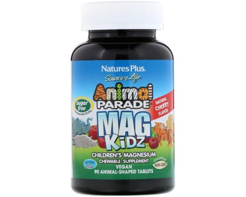 Парад тварин, Mag Kidz, Дитячий магній, Вишневий аромат, Animal Parade, Mag Kidz, Children's Magnesium, Cherry Flavor, Nature's Plus, 90 таблеток Парад тварин, Mag Kidz, Дитячий магній, Вишневий аромат, Animal Parade, Mag Kidz, Children's Magnesium, Cherry Flavor, Nature's Plus, 90 таблеток