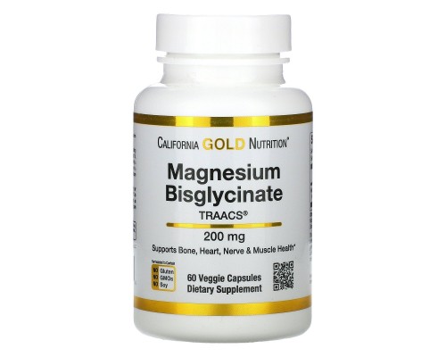 Магній Бісгліцинат California Gold Nutrition (Magnesium Bisglycinate) 60 вегетаріанських капсул Магній Бісгліцинат California Gold Nutrition (Magnesium Bisglycinate) 60 вегетаріанських капсул