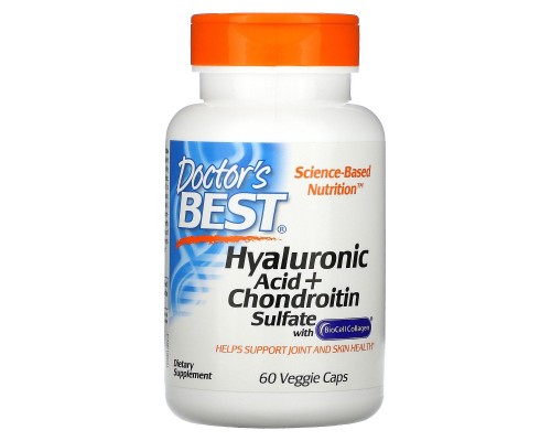 Гіалуронова кислота та хондроїтин сульфат Doctor's Best (Hyaluronic Acid + Chondroitin Sulfate) 50 мг/100 мг 60 капсул Гіалуронова кислота та хондроїтин сульфат Doctor's Best (Hyaluronic Acid + Chondroitin Sulfate) 50 мг/100 мг 60 капсул