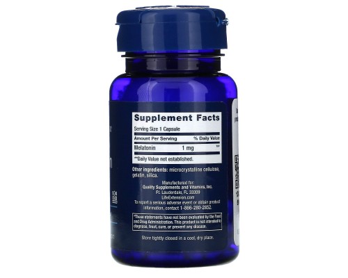 Мелатонін, Melatonin, Life Extension, 1 мг, 60 капсул Мелатонін, Melatonin, Life Extension, 1 мг, 60 капсул
