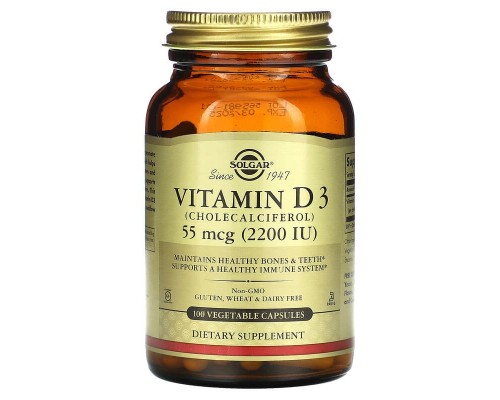 Вітамін Д3 Solgar (Vitamin D3) 55 мкг 2200 МО 100 рослинних капсул Вітамін Д3 Solgar (Vitamin D3) 55 мкг 2200 МО 100 рослинних капсул
