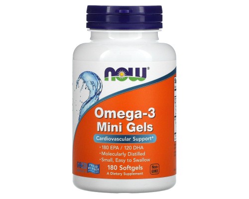 Омега-3 Now Foods (Omega-3 Mini) 180 м'яких таблеток Омега-3 Now Foods (Omega-3 Mini) 180 м'яких таблеток