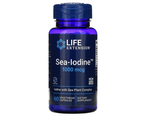 Морський йод, Sea-Iodine, Life Extension, 1000 мкг, 60 рослинних капсул Морський йод, Sea-Iodine, Life Extension, 1000 мкг, 60 рослинних капсул