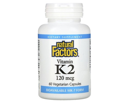 Вітамін К2, Vitamin K2, Natural Factors, 120 мкг, 60 вегетаріанських капсул Вітамін К2, Vitamin K2, Natural Factors, 120 мкг, 60 вегетаріанських капсул