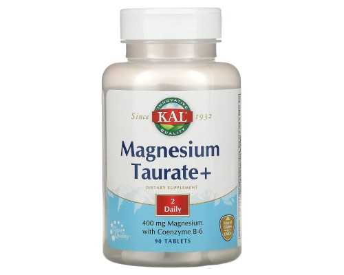 Таурат магнію +, Magnesium Taurate Plus, KAL, 400 мг, 90 таблеток Таурат магнію +, Magnesium Taurate Plus, KAL, 400 мг, 90 таблеток