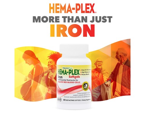 NaturesPlus, Hema-Plex, комплекс с железом, 60 капсул быстрого действия NaturesPlus, Hema-Plex, комплекс с железом, 60 капсул быстрого действия