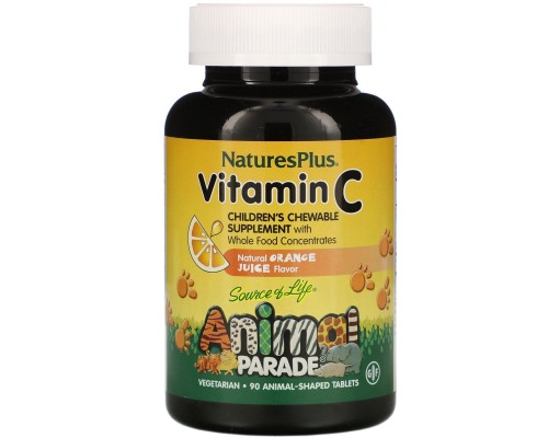 Вітамін С для дітей Nature's Plus (Children's chewable vitamin C, animal parade) 250 мг 90 жувальних таблеток зі смаком апельсину Вітамін С для дітей Nature's Plus (Children's chewable vitamin C, animal parade) 250 мг 90 жувальних таблеток зі смаком апельсину