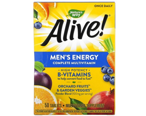Nature's Way, Alive!, мультивітамінний комплекс для чоловіків, 50 таблеток Nature's Way, Alive!, мультивітамінний комплекс для чоловіків, 50 таблеток