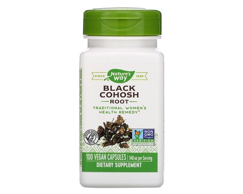 Клопогон (Цимицифуга), Black Cohosh, Nature's Way, корінь, 540 мг, 100 вегетаріанських капсул Клопогон (Цимицифуга), Black Cohosh, Nature's Way, корінь, 540 мг, 100 вегетаріанських капсул