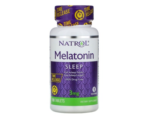 Мелатонін, поступового вивільнення, Natrol, 3 мг, 100 таблеток Мелатонін, поступового вивільнення, Natrol, 3 мг, 100 таблеток