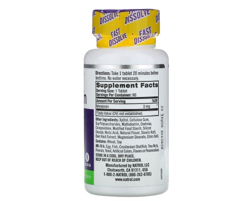 Мелатонін зі смаком полуниці Natrol (Melatonin) 3 мг 90 таблеток Мелатонін зі смаком полуниці Natrol (Melatonin) 3 мг 90 таблеток