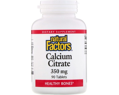 Цитрат кальцію, Natural Factors, 350 мг, 90 таблеток Цитрат кальцію, Natural Factors, 350 мг, 90 таблеток