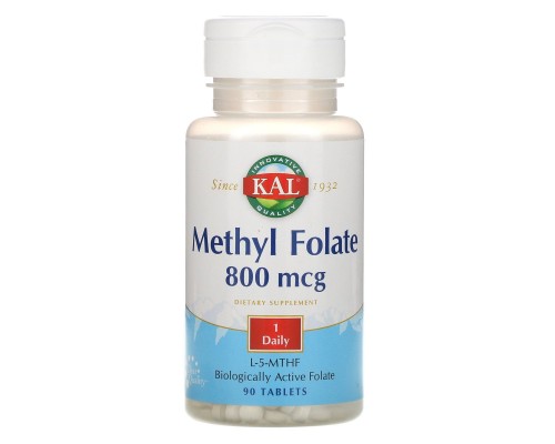 Метилфолат, Methyl Folate, KAL, 800 мкг, 90 таблеток Метилфолат, Methyl Folate, KAL, 800 мкг, 90 таблеток