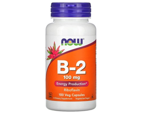 NOW Foods, вітамін B-2, 100 мг, 100 вегетаріанських капсул NOW Foods, вітамін B-2, 100 мг, 100 вегетаріанських капсул