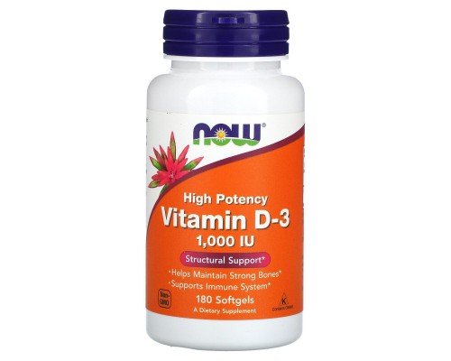 Вітамін Д3 Now Foods (Vitamin D-3) 1000 МО 180 желатинових капсул Вітамін Д3 Now Foods (Vitamin D-3) 1000 МО 180 желатинових капсул