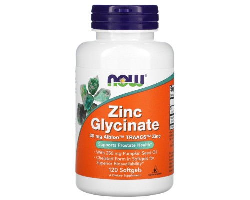 Гліцинат цинку Now Foods (Zinc Glycinate) 30 мг 120 гелевих капсул Гліцинат цинку Now Foods (Zinc Glycinate) 30 мг 120 гелевих капсул