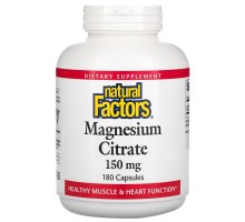Магнію цитрат, Natural Factors, 150 мг, 180 капсул
