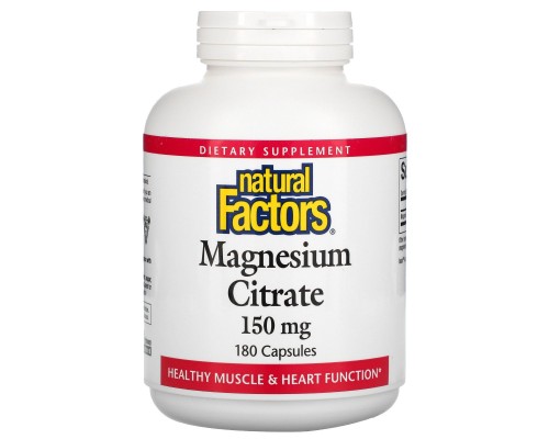 Магнію цитрат, Natural Factors, 150 мг, 180 капсул Магнію цитрат, Natural Factors, 150 мг, 180 капсул