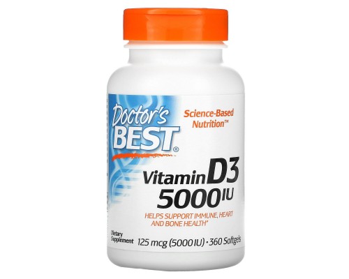 Вітамін D3 Doctor's Best (Vitamin D3) 5000 МО 360 капсул Вітамін D3 Doctor's Best (Vitamin D3) 5000 МО 360 капсул
