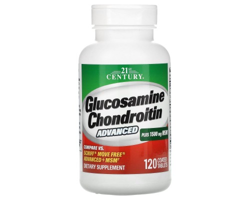 Глюкозамин Хондроитин с МСМ улучшенный 21st Century (Advanced Glucosamine Chondroitin plus MSM) 120 таблеток Глюкозамин Хондроитин с МСМ улучшенный 21st Century (Advanced Glucosamine Chondroitin plus MSM) 120 таблеток