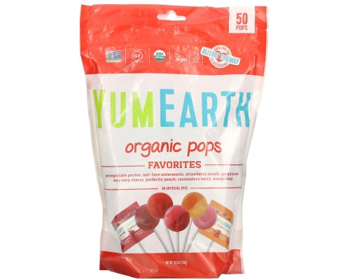 Чупачупси з різними фруктовими смаками органік YumEarth (Pops) 50 шт 349 г Чупачупси з різними фруктовими смаками органік YumEarth (Pops) 50 шт 349 г