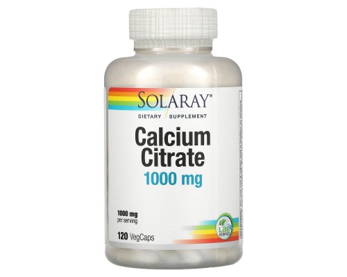 Кальцій цитрат, Calcium Citrate, Solaray, 1000 мг, 120 вегетаріанських капсул Кальцій цитрат, Calcium Citrate, Solaray, 1000 мг, 120 вегетаріанських капсул